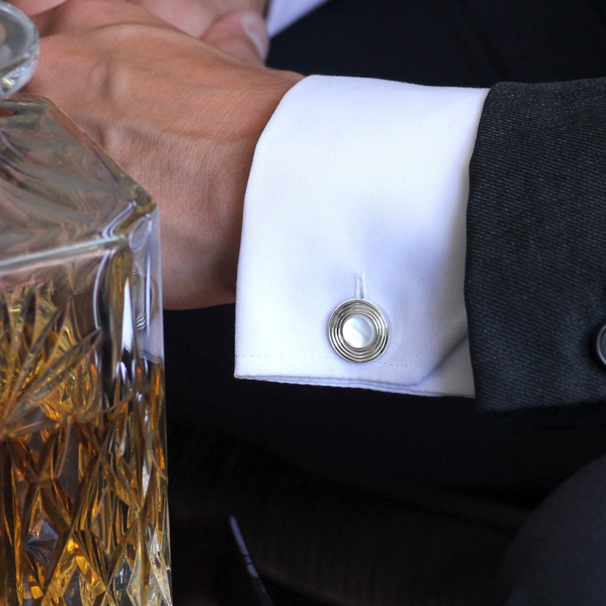 silver and mother of pearl cufflinks