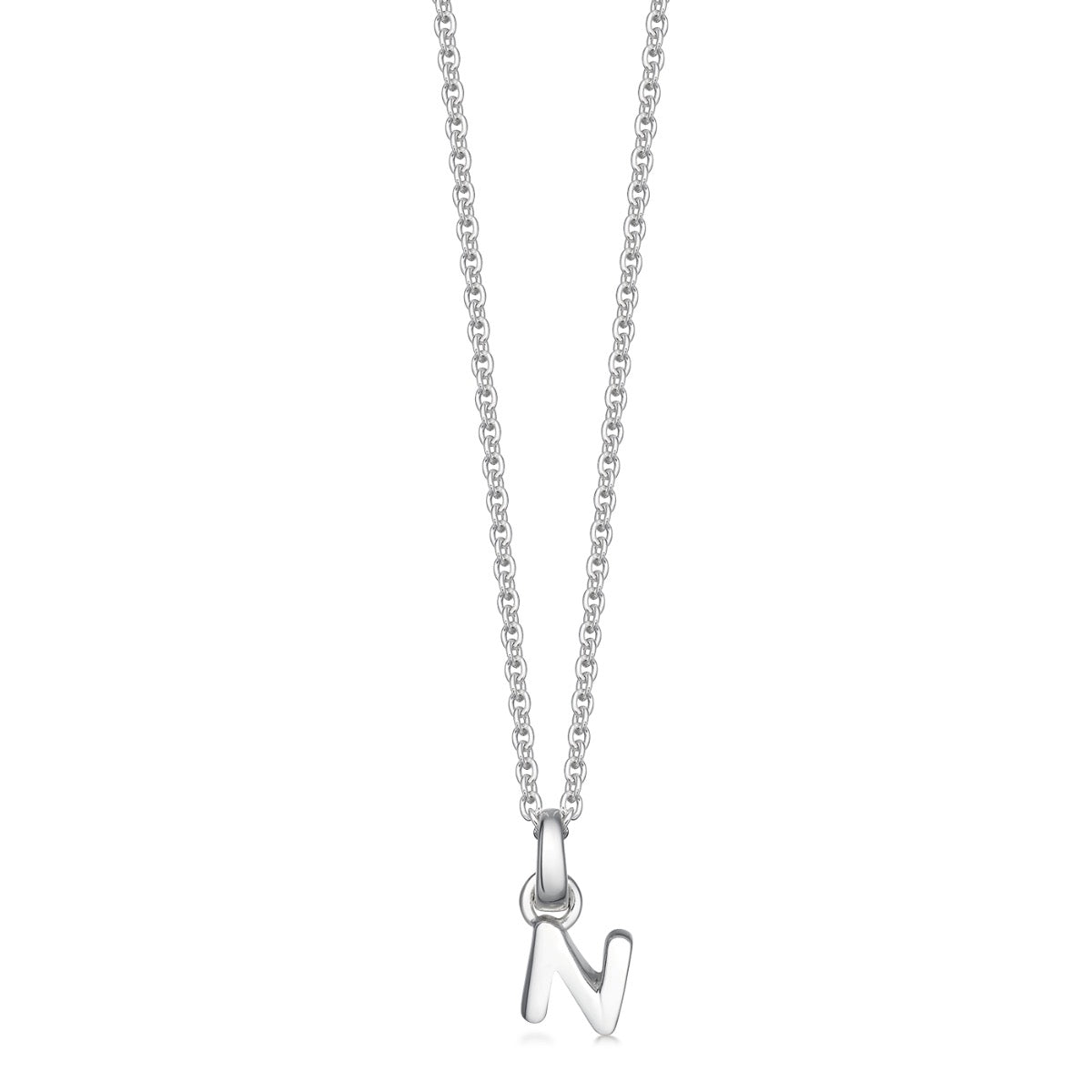 Mini Silver Letter "N" Initial Necklace - hersey-and-son