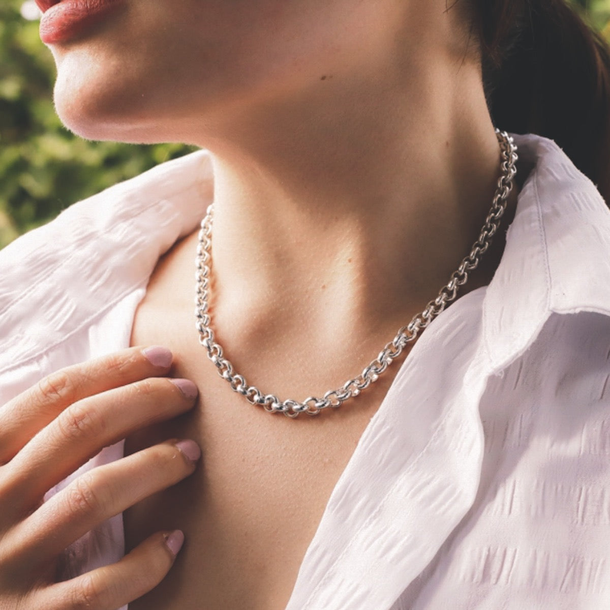 Silver Round T-Bar Belcher Chain Necklace - hersey-and-son