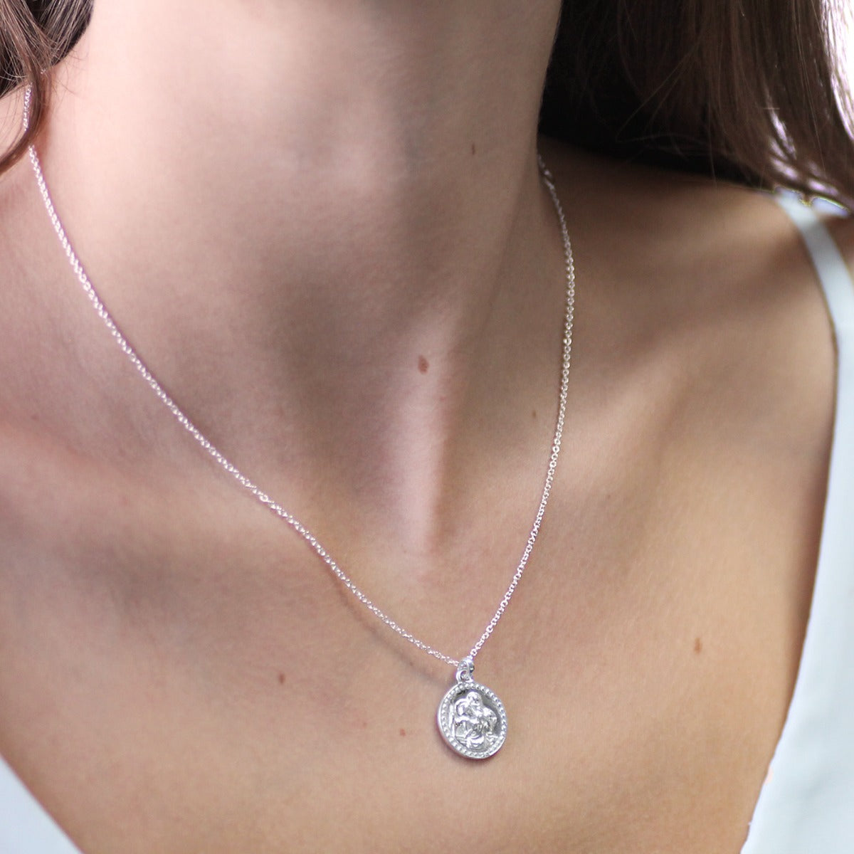 Modern Sterling Silver St Christopher Pendant - hersey-and-son