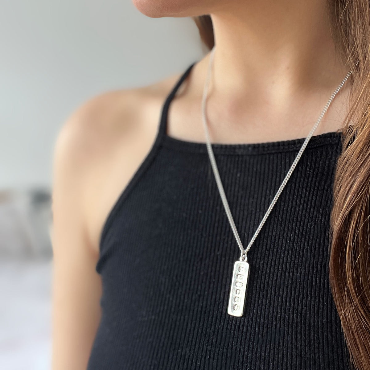 Sterling Silver Coronation Hallmark Ingot Necklace