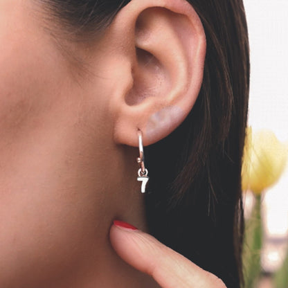 Silver Number Hoop Earrings