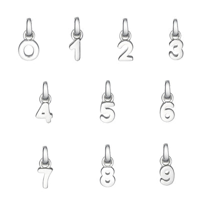 Silver number charms