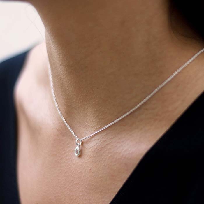 Mini Silver Letter "O" Initial Necklace - hersey-and-son
