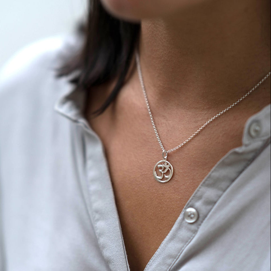 Silver Om Yoga Necklace - hersey-and-son