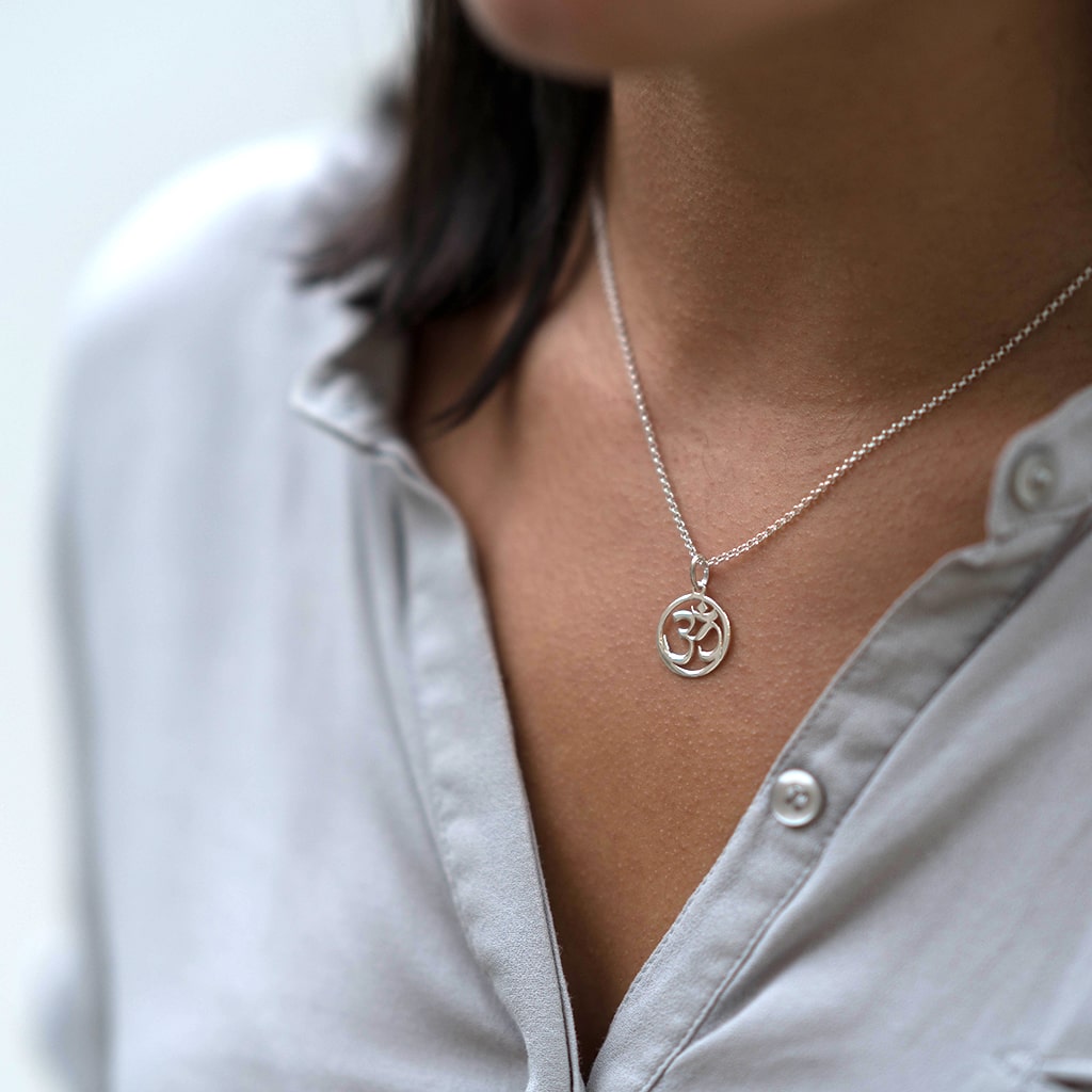 Silver om necklace 