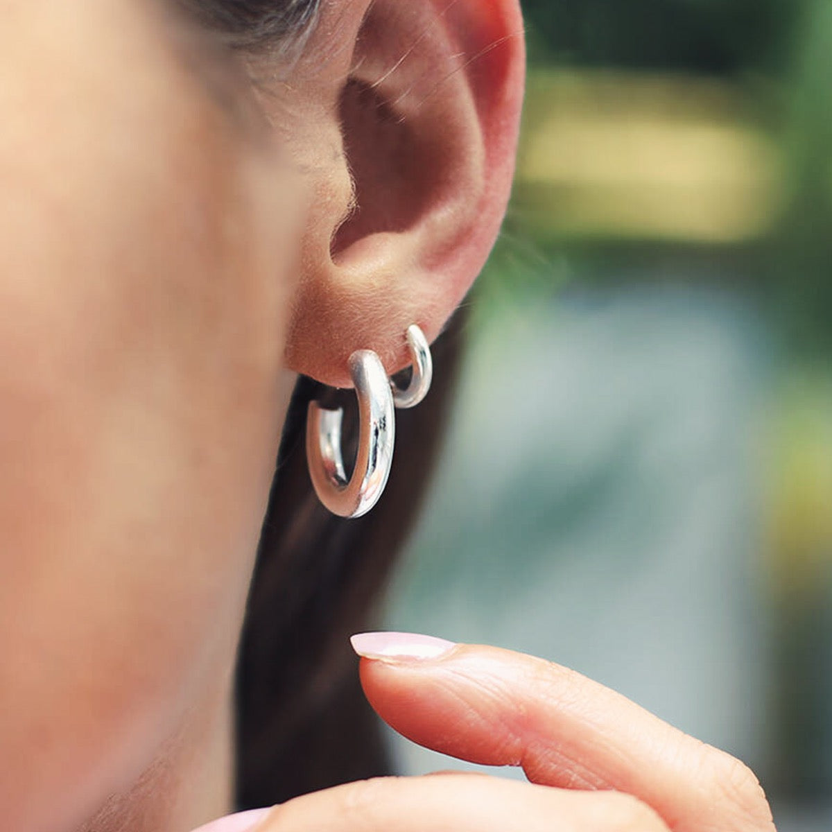 Chunky Sterling Silver Hoop Earrings - hersey-and-son