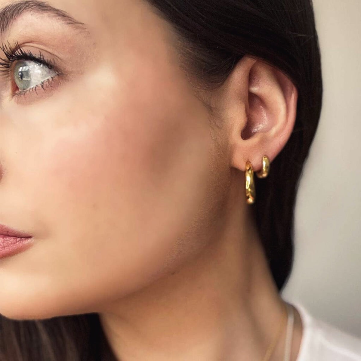 Hand Forged Open Gold Plated Hoops