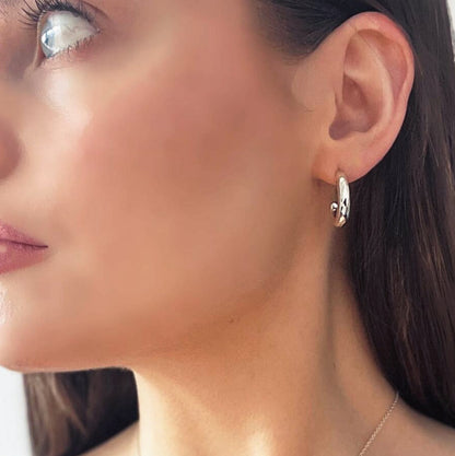 Hand Forged Open Solid Silver Hoops