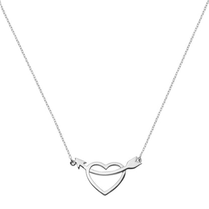 Silver Heart and Arrow Charm Necklace