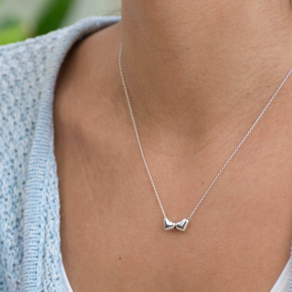 Silver Two Heart Necklace