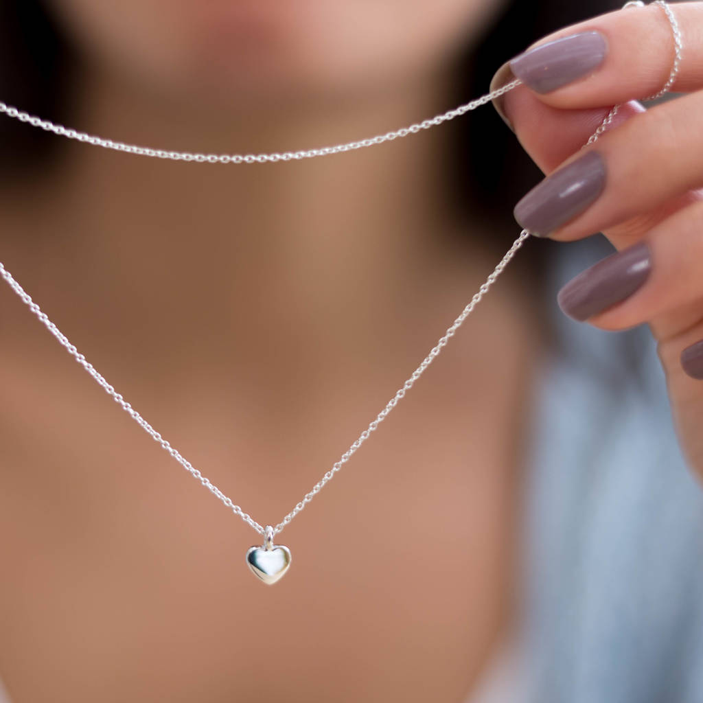 Magicbox Tiny Heart Silver Plated Pendant Necklace - 16+2 Inch Chain