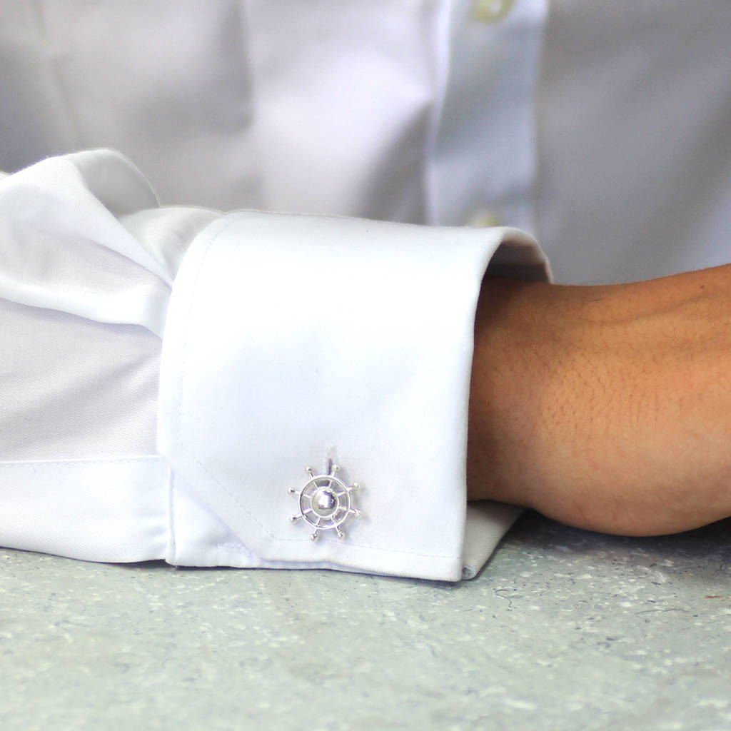 Silver Ships Wheel Cufflinks