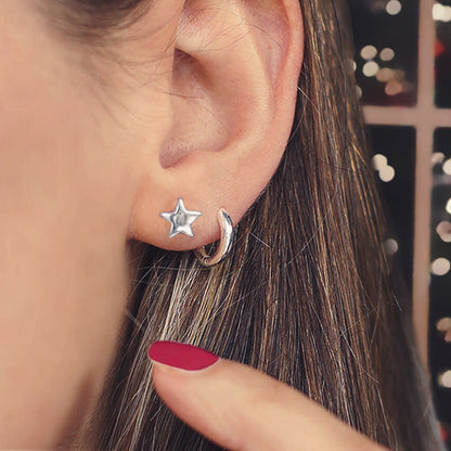 Silver star stud earrings