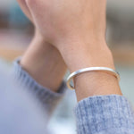 Square Section Silver Open Bangle - hersey-and-son