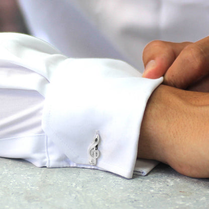 Solid silver treble clef cufflinks