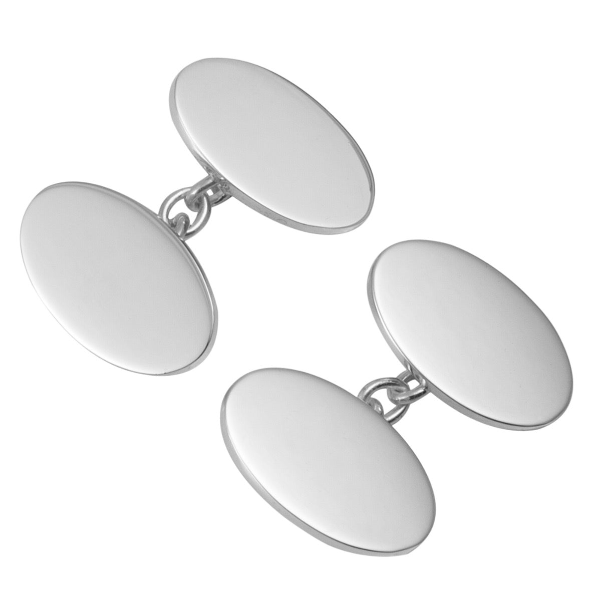 Classic Silver Oval Chain Cufflinks