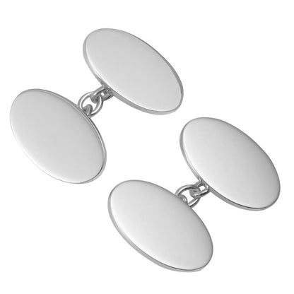 Classic Silver Oval Chain Cufflinks