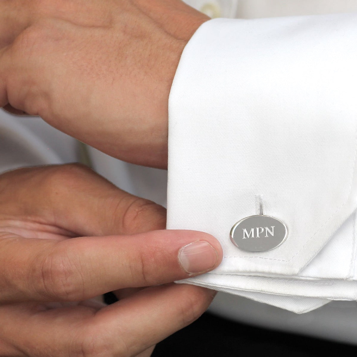 Classic Silver Oval Chain Cufflinks