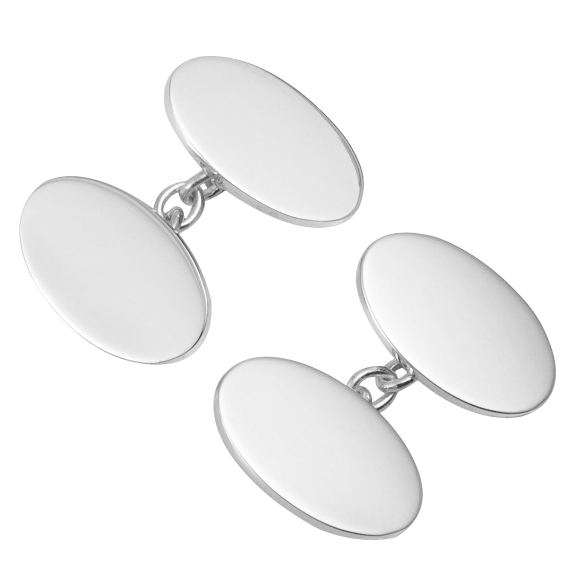 Silver Oval Chain Cufflinks