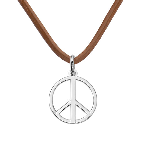 Silver Peace Leather Pendant