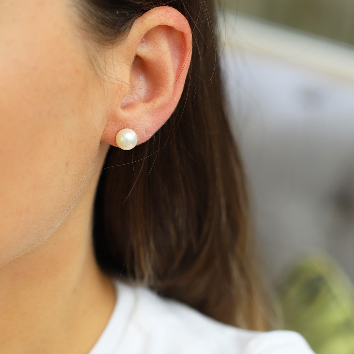 9ct Gold Button Pearl Earrings 6mm or 8mm Hersey Son Silversmiths