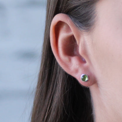 silver and peridot birthstone earrings