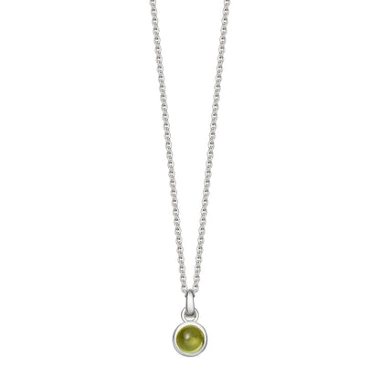 silver peridot birthstone necklace