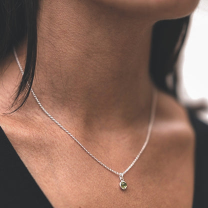silver peridot birthstone necklace