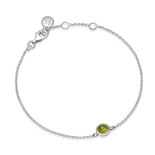 Silver and peridot august birthstone bracelet