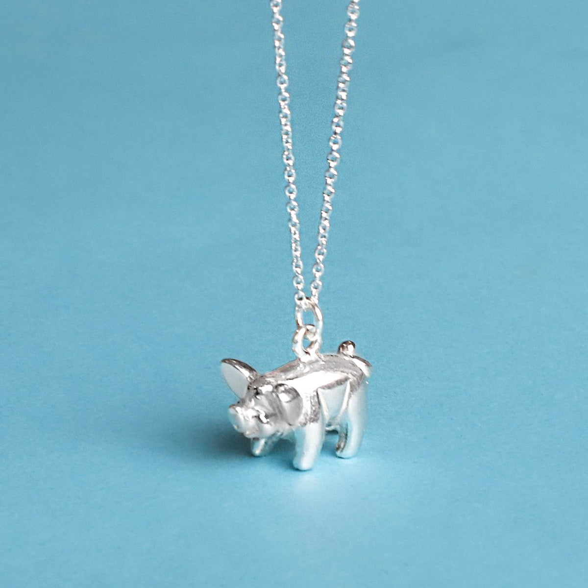 Sterling Silver Pig Necklace