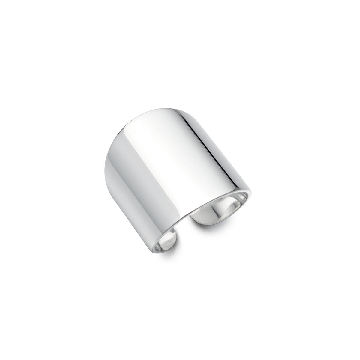 Silver plain cuff ring