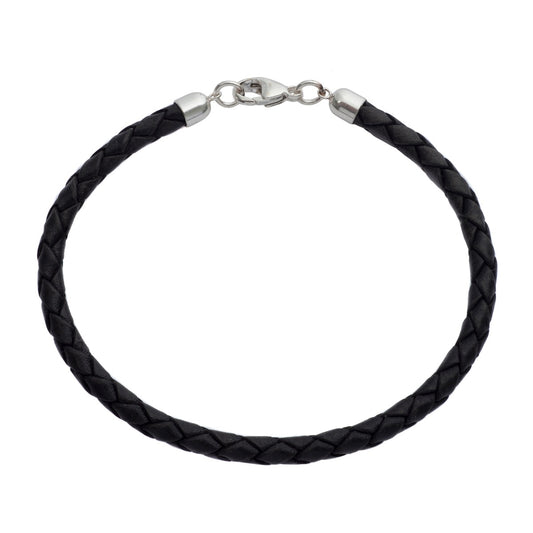 Plaited Leather and Silver Bracelet