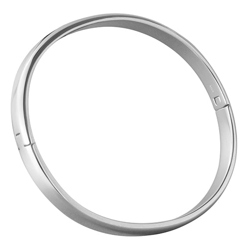6mm x 3mm Hinged Oval Section Silver Bangle