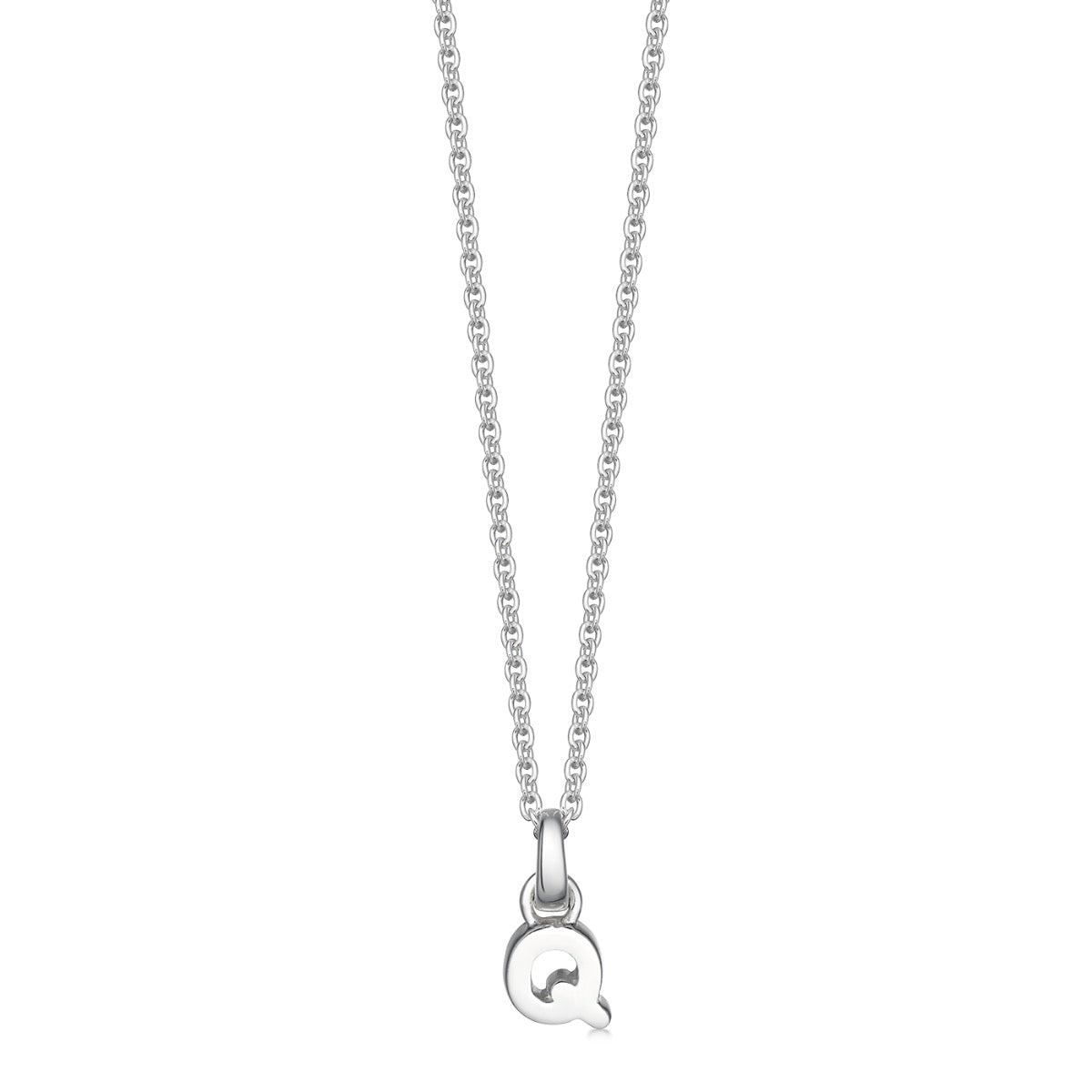 Mini Silver Letter "Q" Initial Pendant - hersey-and-son