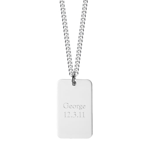 Silver Rectangular Dog Tag Pendant