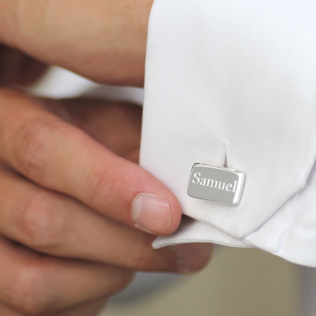 Silver Rectangular Tie Bar Cufflinks - hersey-and-son