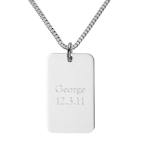 Silver Rectangular Dog Tag Pendant