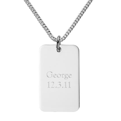 Silver Rectangular Dog Tag Pendant
