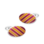 Silver, Red & Gold Striped Vitreous Enamel Cufflinks - hersey-and-son