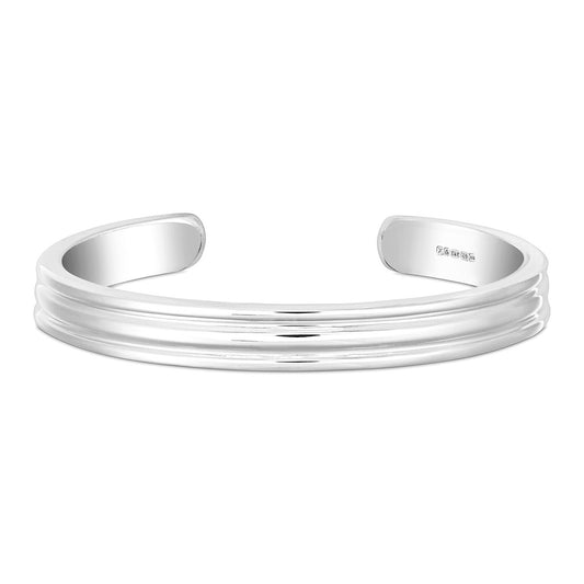 Mens Ribbed Silver Bracelet