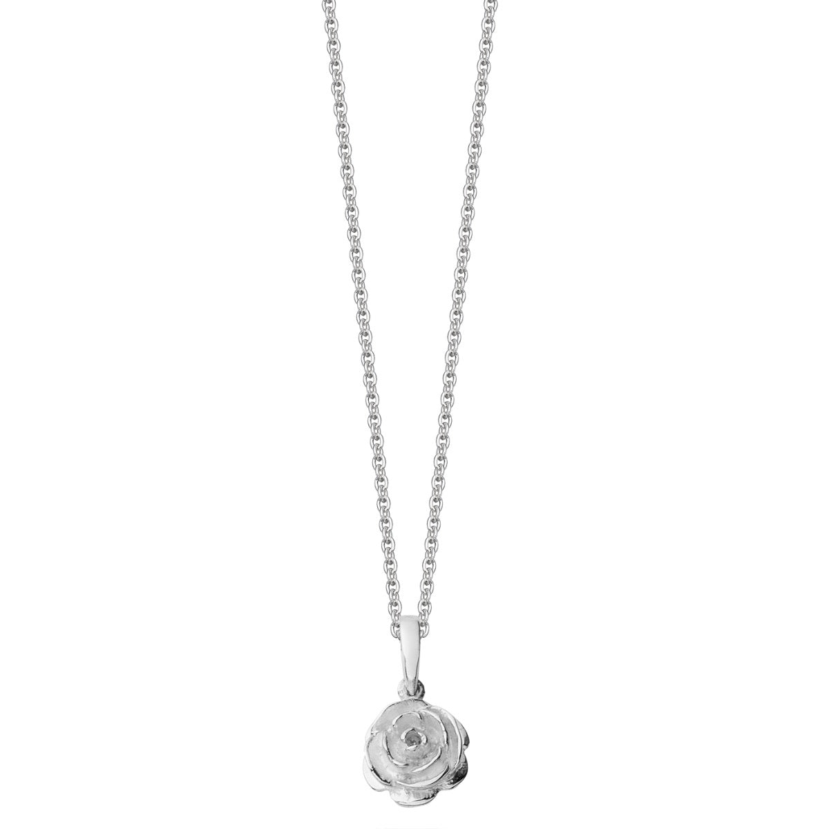 Silver rose necklace