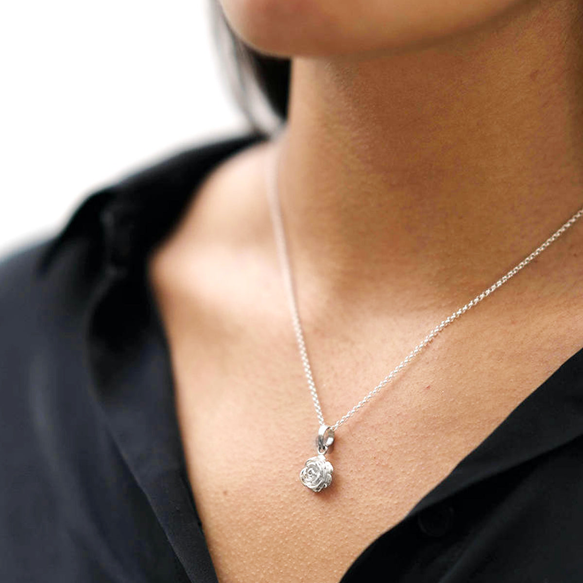 Silver Rose Necklace 