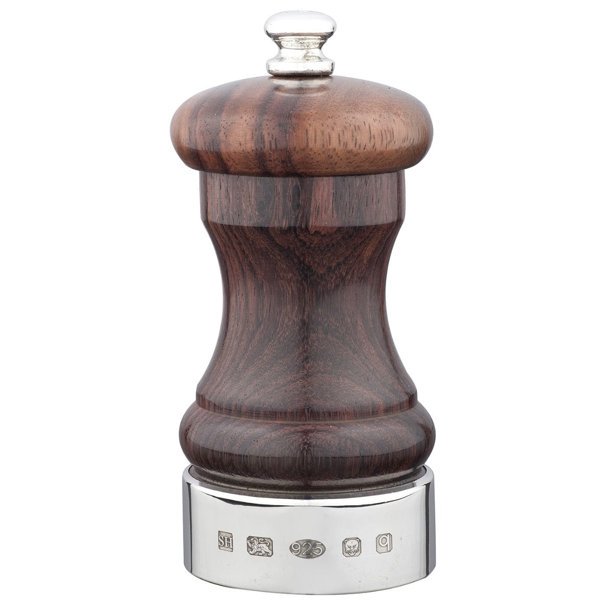 Silver and Rosewood Capstan 4 inch Peppermill