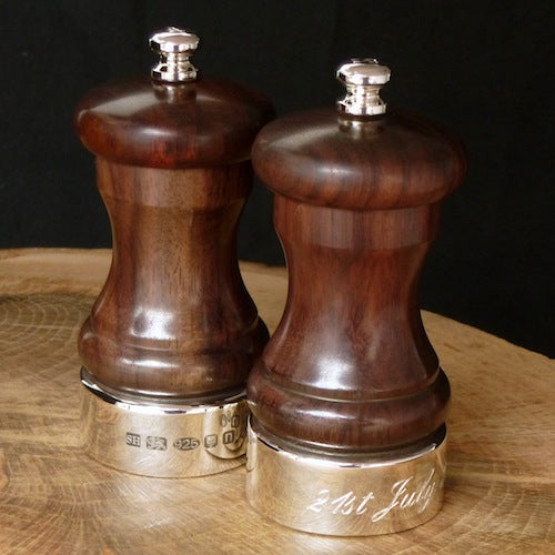 Silver and Rosewood Capstan 4 inch Peppermills