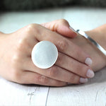 Silver Cocktail Ring - Round Flat - hersey-and-son