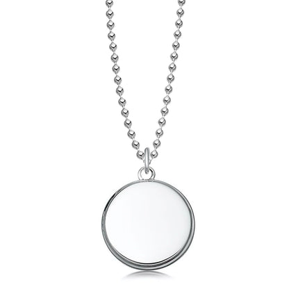 Silver round dog tag pendant