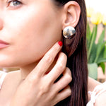 Large Hammered Silver Disc Earrings - hersey-and-son