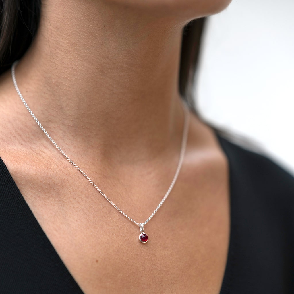 Silver ruby necklace