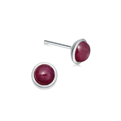 Ruby and silver birthstone earrings